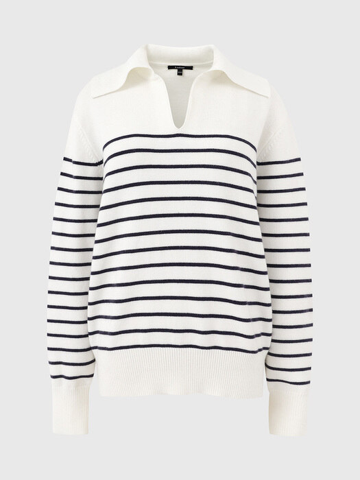 아이보리 스트라이프 카라 니트 / IVORY STRIPE COLLAR KNIT