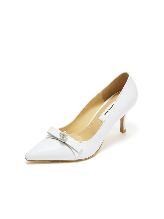 Ribbon Pearl Stiletto_White