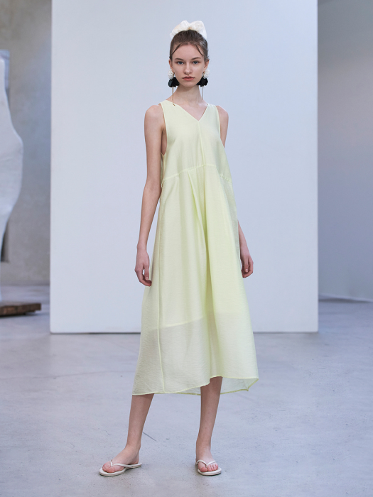 V-neck Sleeveless Dress - Lime