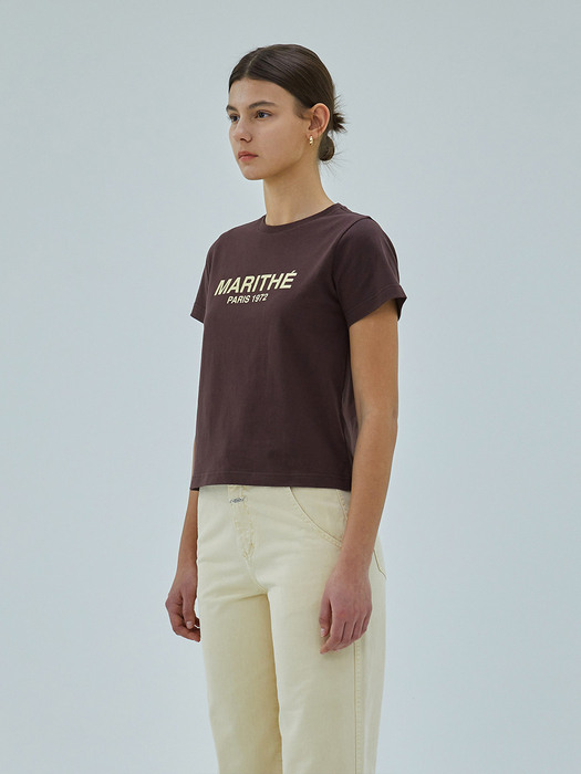 W REGULAR LOGO TEE brown