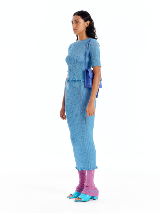 UTIL Pleated Knit Top - Blue