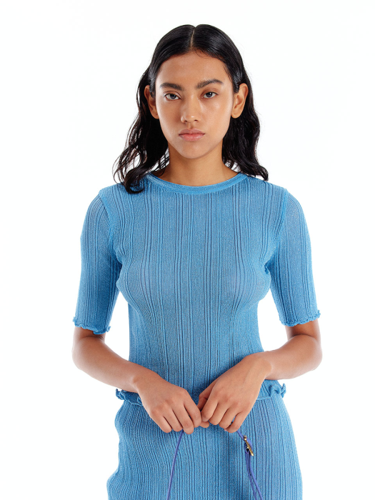 UTIL Pleated Knit Top - Blue