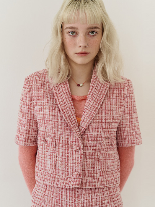 Tweed Crop Jacket [TWOTONE PINK]