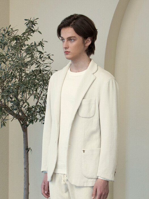 relaxing cotton jersey jacket - ivory