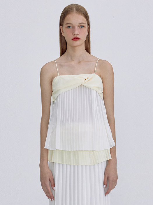 Twisted Pleats Slip_White Yellow