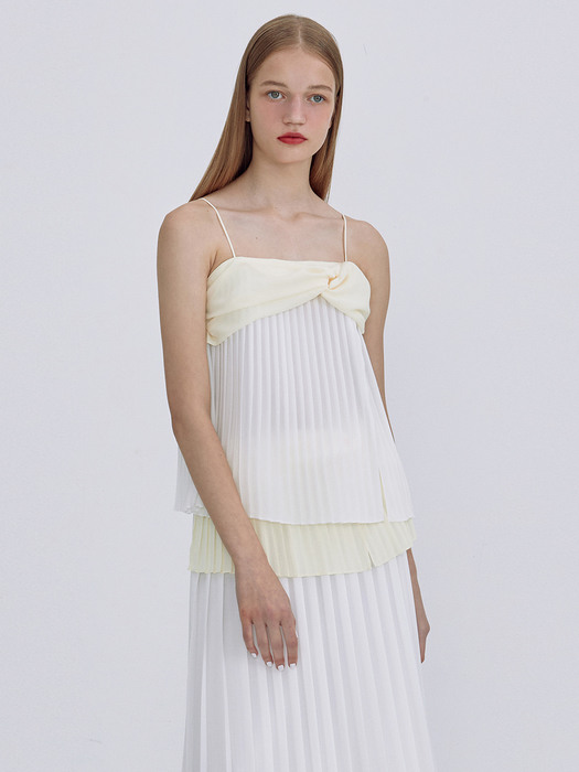 Twisted Pleats Slip_White Yellow