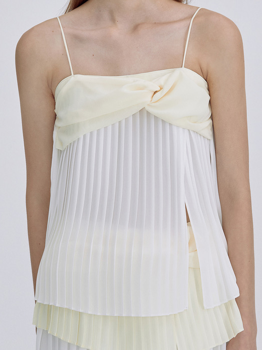 Twisted Pleats Slip_White Yellow