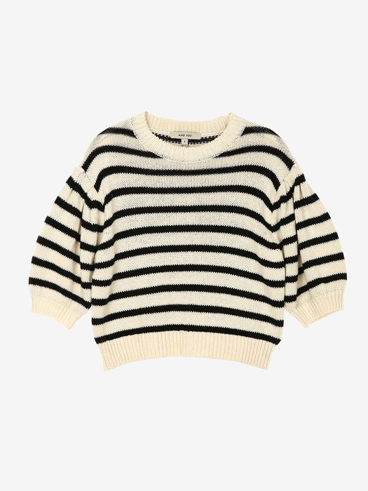 MOANA Cropped stripe knit top (Ivory&Black)