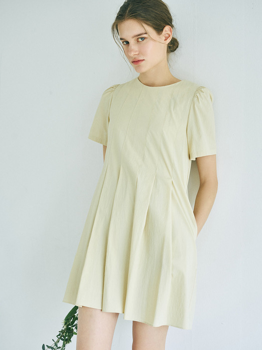 Pintuck Mini Dress, Vanilla