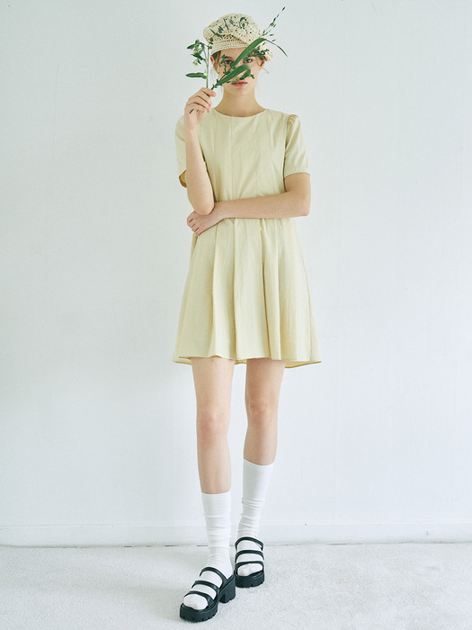 Pintuck Mini Dress, Vanilla