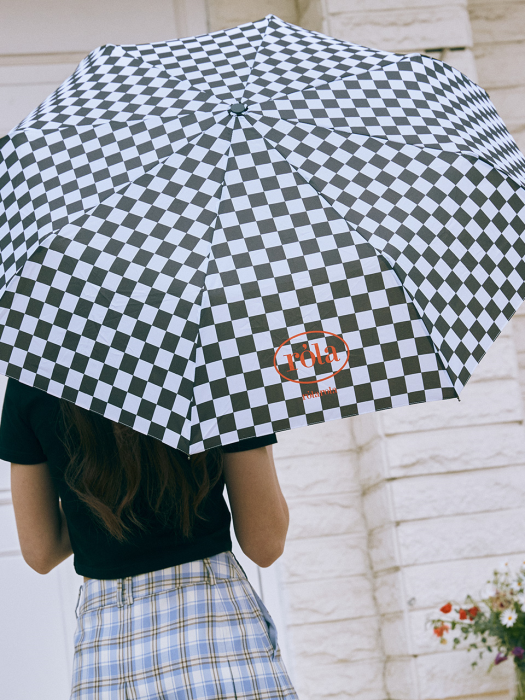 CHECKER BOARD UMBRELLA BLACK