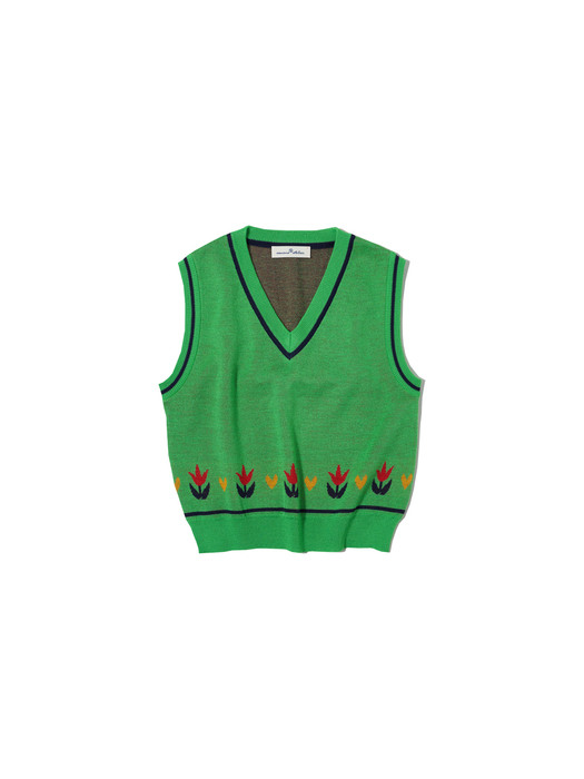 A3420 Mini flower knit vest_Green