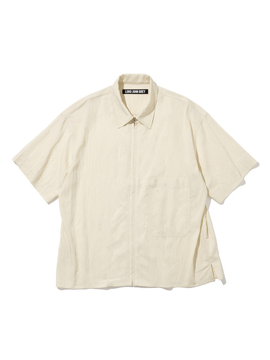 zip up pocket s/s shirts cream
