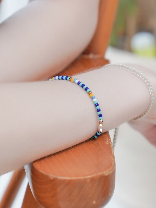 Silver star charm nouveau color beads Bracelet 실버 스타 참 누보 컬러 비즈 팔찌