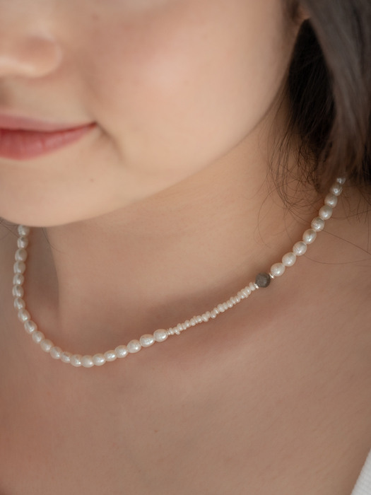 labradorite silver pearl necklace