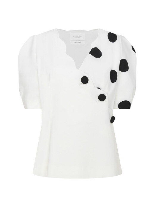 Dotted Pattern Blouse with Wavy Line
