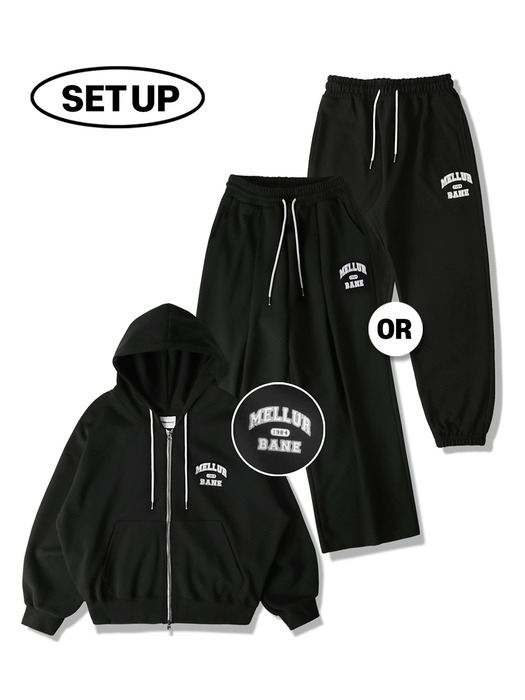 (Set)1984 2way Hood Zip-Up Set up_Black