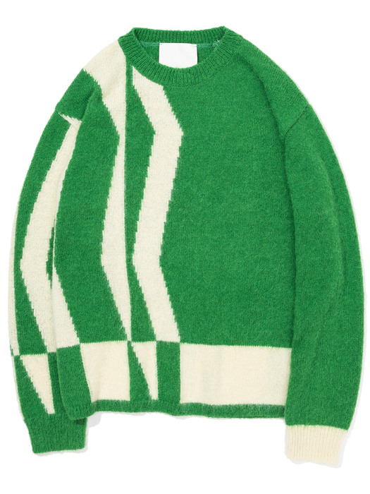 Crewneck Sweater (Green / L.Beige)