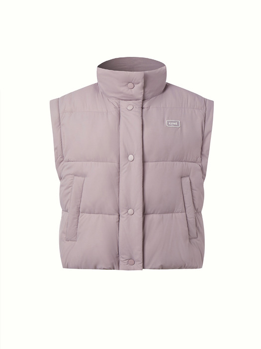 ECO-FRIENDLY CROPPED PUFFER JACKET WITH NECK WARMER, PINK