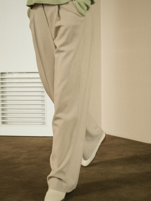 CLASSIC WIDE LONG SLACKS_BEIGE