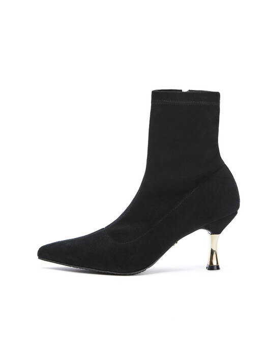 Golden Heel Socks Boots_Black Suede