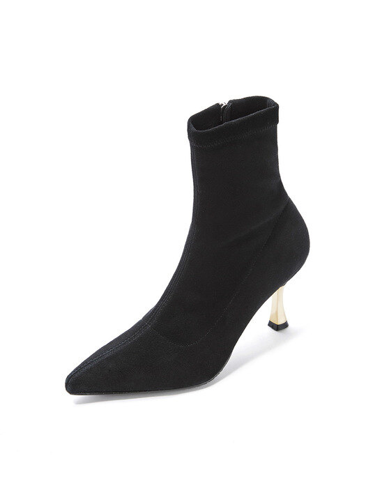 Golden Heel Socks Boots_Black Suede
