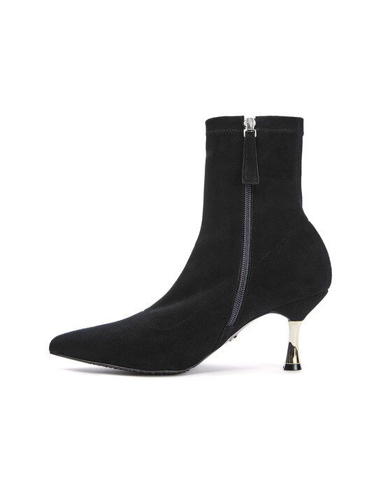 Golden Heel Socks Boots_Black Suede