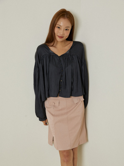Radiant leather skirt (pink gray)