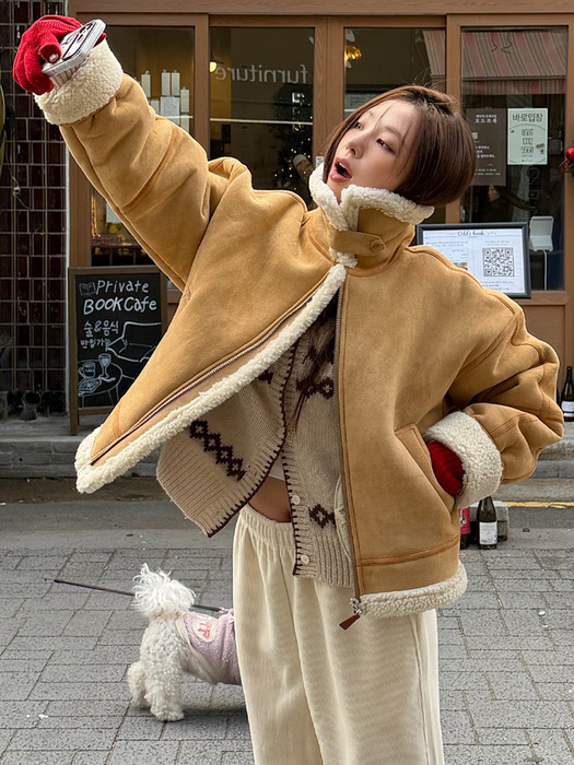 SIOT4056 fake suede mustang_Beige