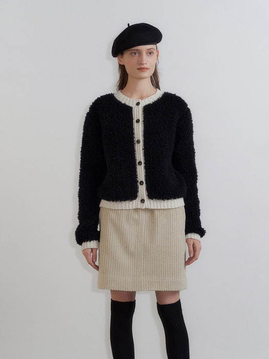 Winter Shearling Cardigan in Black