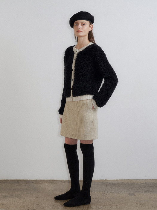 Winter Shearling Cardigan in Black