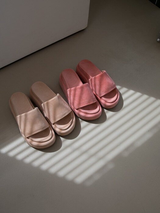 Platform Suede Basic Sandal - Pink