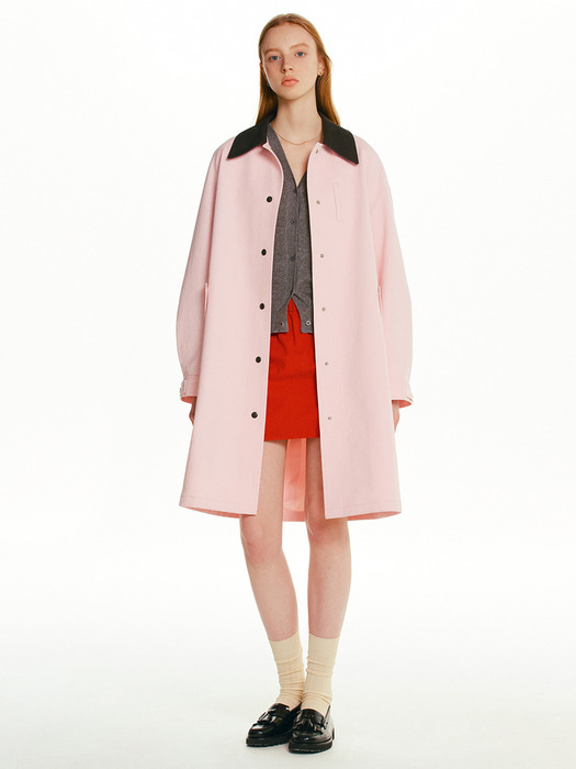 TOSCANA Corduroy collar mac coat (Light pink)