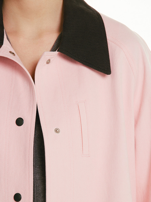 TOSCANA Corduroy collar mac coat (Light pink)