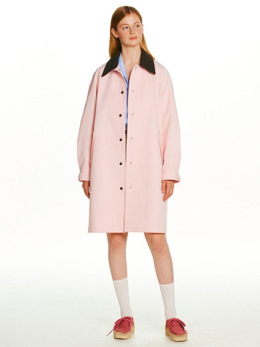 TOSCANA Corduroy collar mac coat (Light pink)