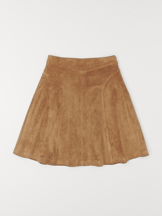 SUEDE A-LINE SKIRT_BROWN