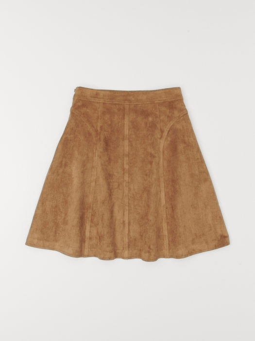 SUEDE A-LINE SKIRT_BROWN