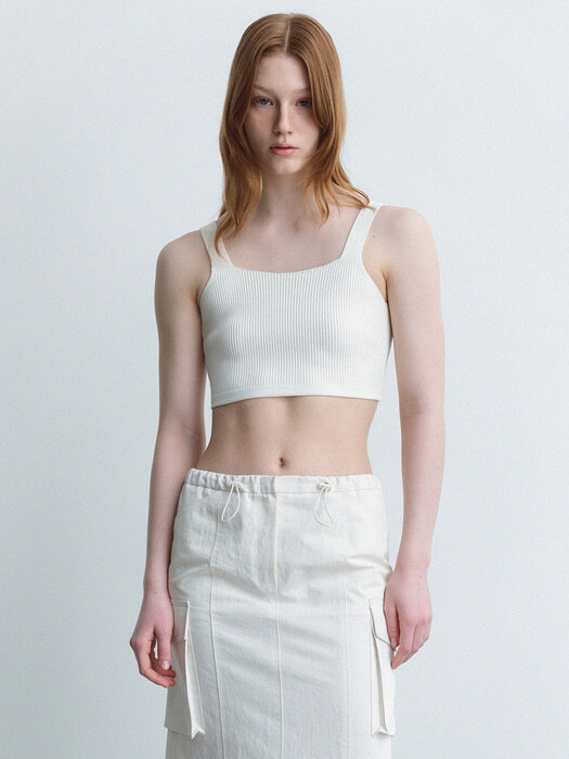 knitted ribbed crop top (ivory)