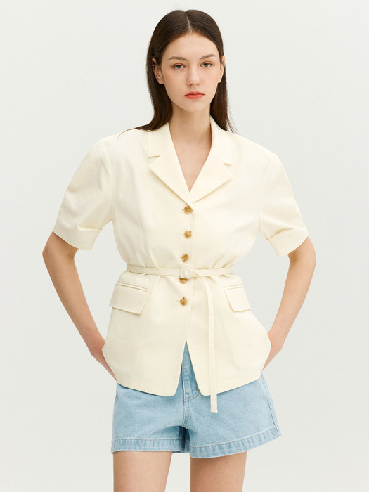 VERONA Belted single jacket (Cream)
