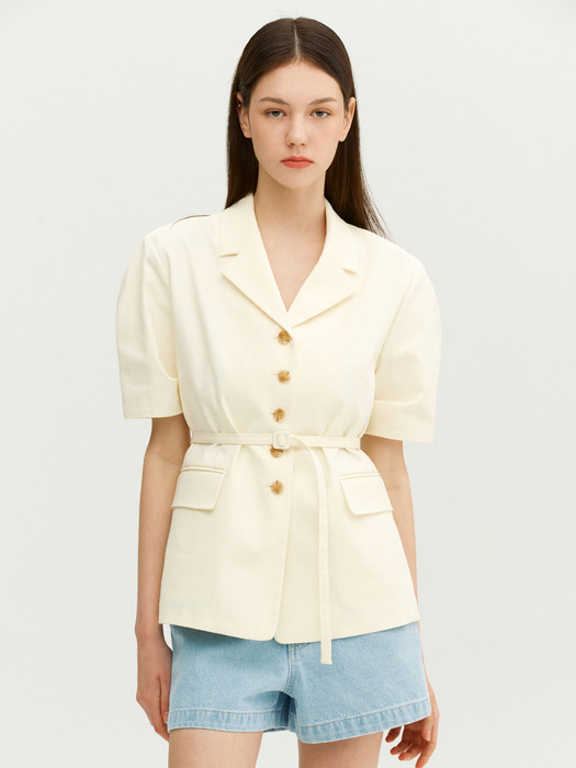 VERONA Belted single jacket (Cream)
