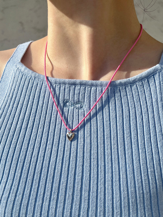 Chubby Heart String Necklace (2color)