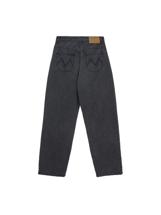 KNEE POCKET DAMAGE DENIM PANTS IN GREY