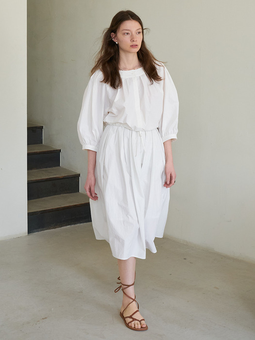 Monica Full Long Skirt (White)