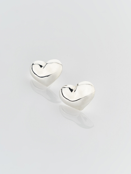 Chubby Heart Earrings [sv925]