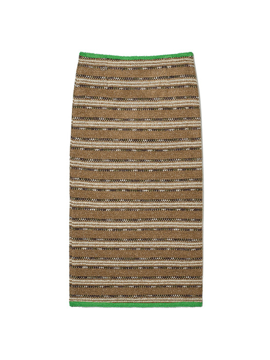 Striped Knit Long Skirt Brown Stripe
