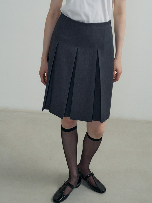 23FW PLEATS MIDI SK (CHARCOAL)