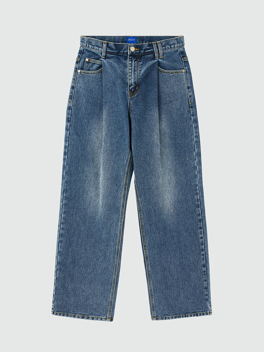 Deep Pleats Wide Jeans DCPT030Blue