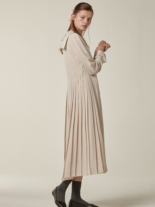 Jane pleated shirt dress - Neutral beige