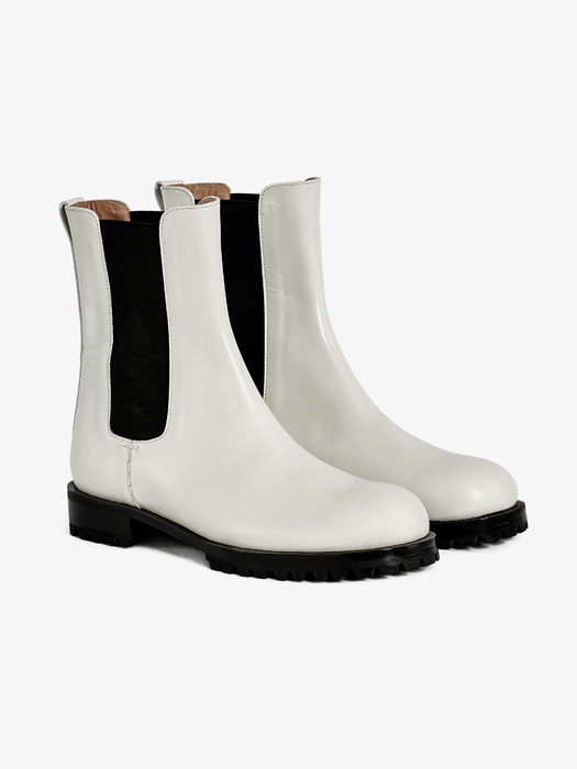 30mm Rondo Round-Toe Chelsea Boots (Ivory)