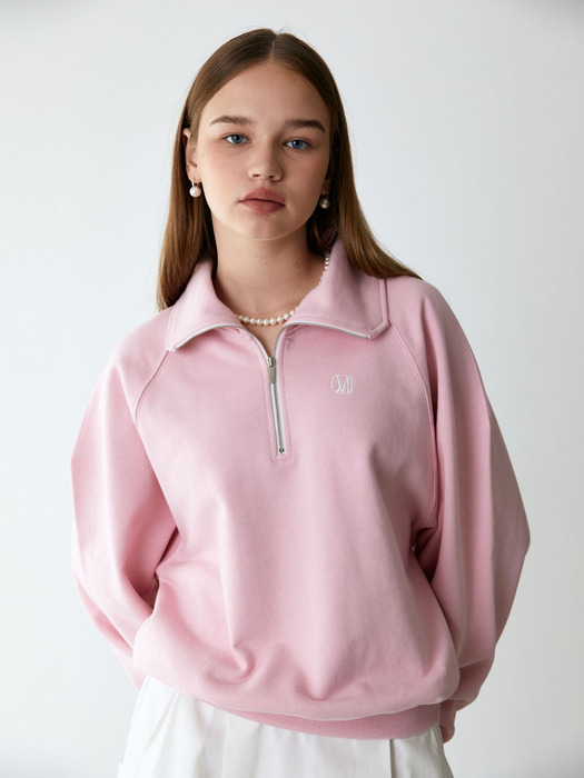 half zip-up sweatshirts_pink